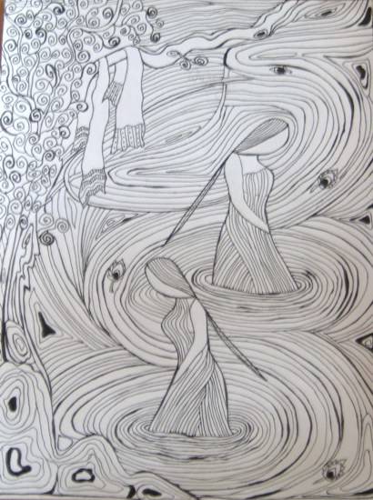 painting by Girijaa Upadhyay - Krishna's Gopikas