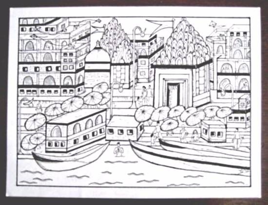 Varanasi, painting by Girijaa Upadhyay