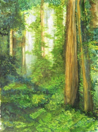 Woods, painting by Girijaa Upadhyay