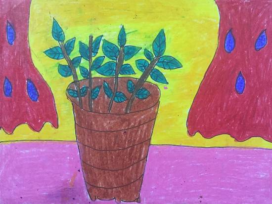 Painting  by Aabha Ashutosh Karle - Plant in pot