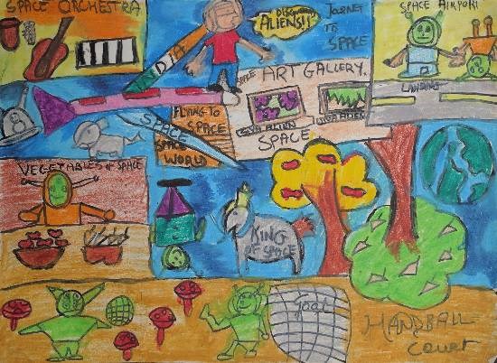 Journey into outer space, painting by Aabha Ashutosh Karle