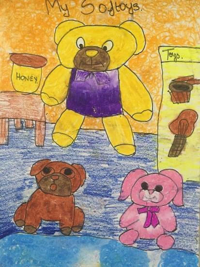 My Soft toys, painting by Aabha Ashutosh Karle