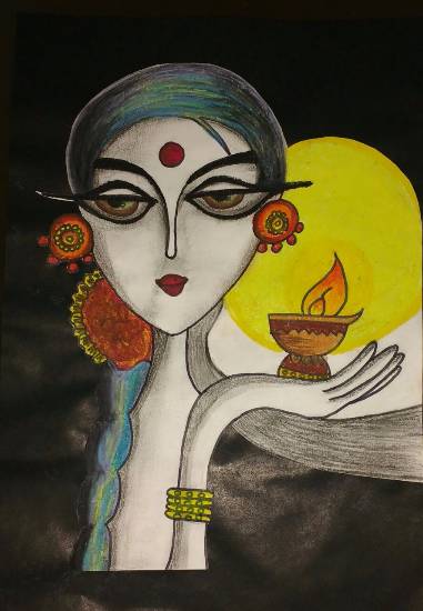 Painting  by Arushi Deepak Nisal - Diya