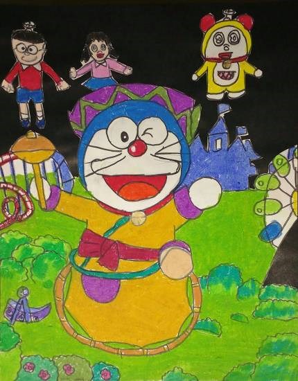 Doraemon, painting by Arushi Deepak Nisal