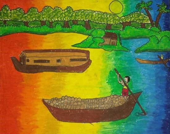 Boats, painting by Arushi Deepak Nisal