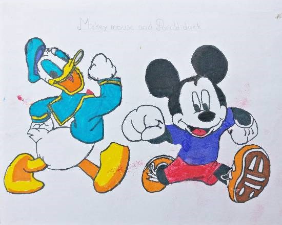 Micky and Donald, painting by Prisha Amit Kulkarni
