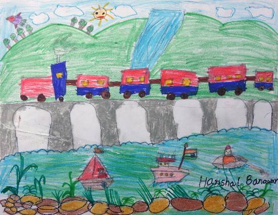 Painting  by Hanshal Banawar - Memorable train journey