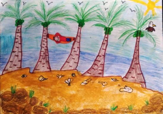 Sea shore nature, painting by Hanshal Banawar