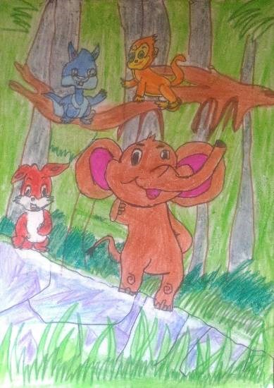 Jungle fun, painting by Hanshal Banawar