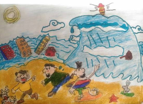 Tsunami, painting by Hanshal Banawar