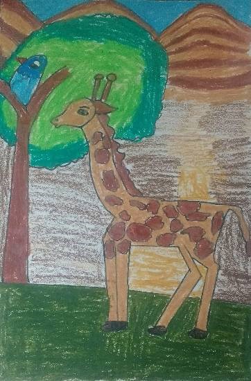 Giraffe, painting by Mihir Shriram Sathe