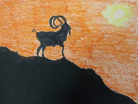 Painting  by Sharanya Mallick - Ibex silhouette