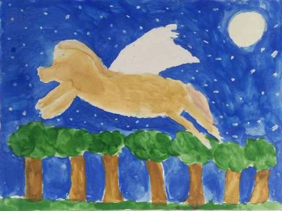 Flying Horse, painting by Harshvardhan Kumar