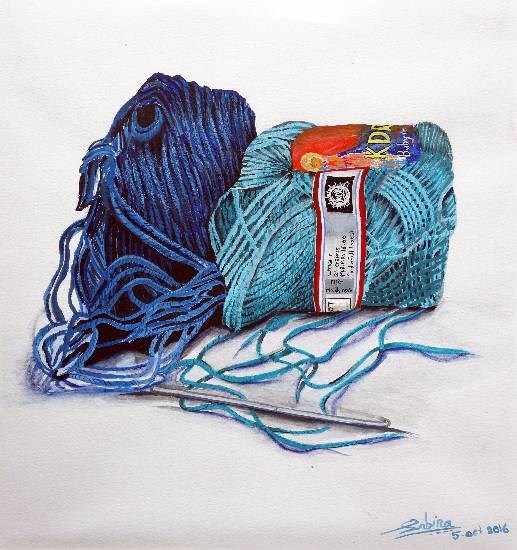 Bundle of yarn, painting by Sabina Faruk Kachhi