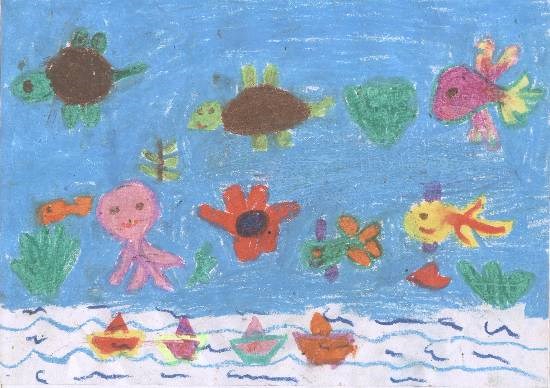 Under water, painting by Aaryani Khaire