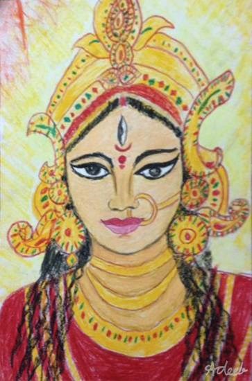 Maa Durga, painting by Adeeb Singh