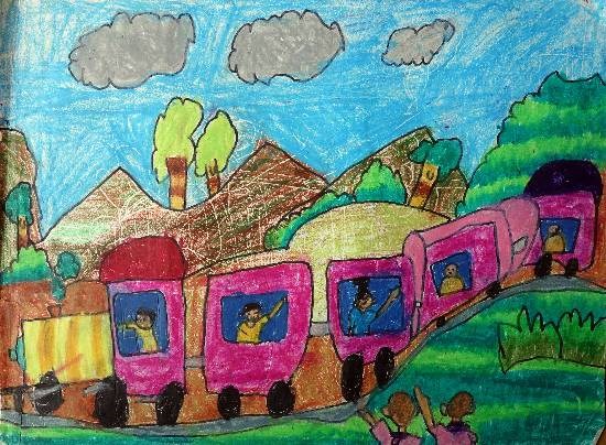 Memorable Train journey, painting by Heet Bagrecha