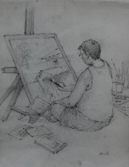 Artist, painting by Advait Kishor Nadavdekar