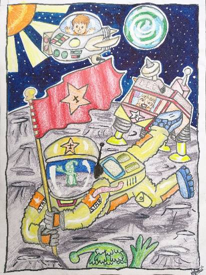 Painting  by Advait Ravi Sapkal - Astronaut