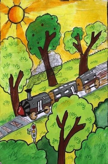 Train, painting by Advait Ravi Sapkal