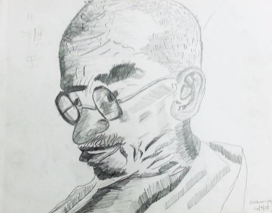 Painting  by Aishwarya Ramachandran - Mahatma Gandhi