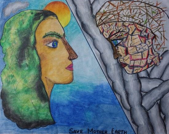 Save Mother Earth, painting by Aishwarya Ramachandran