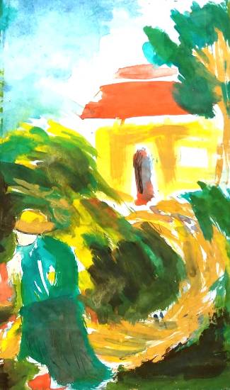 Painting  by Ananya Aloke - Grandmom's village