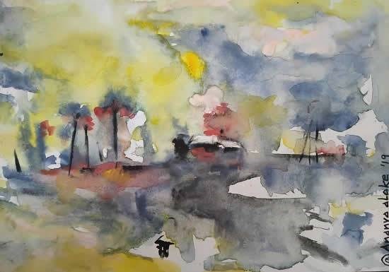 Rainy Day, painting by Ananya Aloke