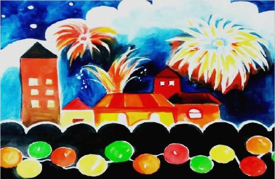 Celebrations, painting by Ananya Aloke
