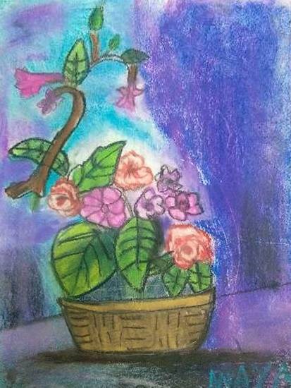 Flower basket, painting by Anaya Bhola