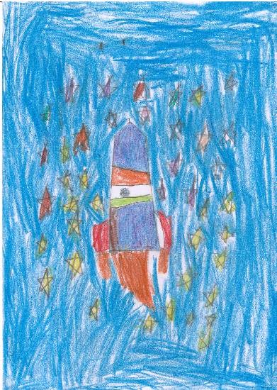 Rocket, painting by Adarsh Sudheer Aleti