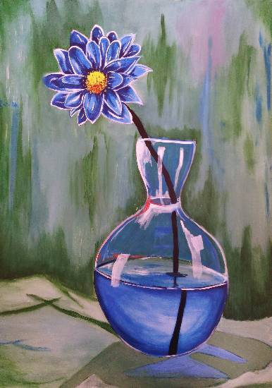 Painting  by Manas Chawla - Flower And Vase