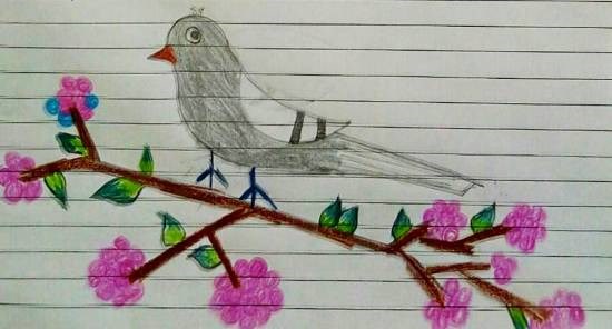 Free Pigeon, painting by Sujata Gandhe