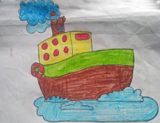 Boat, painting by Mahi Jadhav