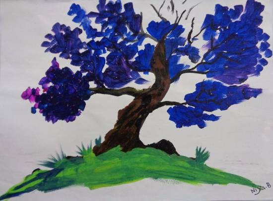 Purple Tree, painting by Niya Tejal Bhagat