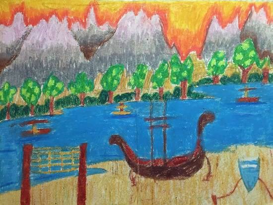 Lake, painting by Aman Ravi Bansal