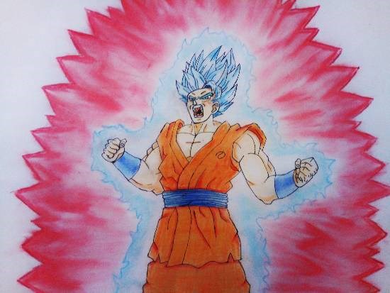 SSGSS Goku from dragon ball z, painting by Pranav Tyagi