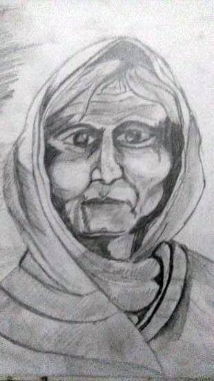 Old woman, painting by Prerna Jain