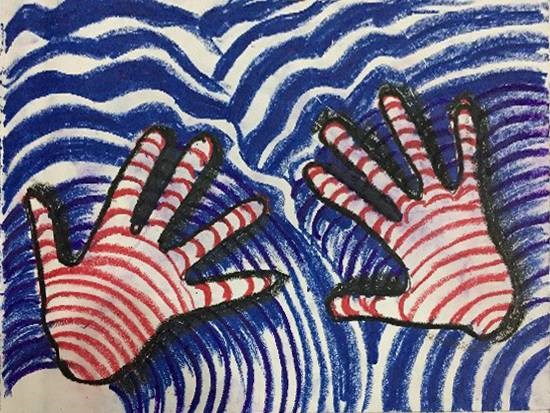 Hands, painting by Riya Satyaprasad Bhat