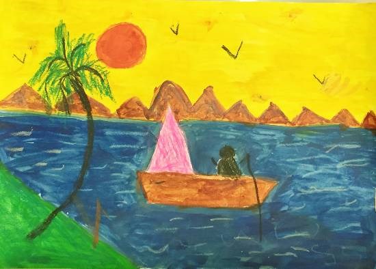 Boat, painting by Amelia Ajith John