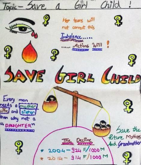 Painting  by Sejal Vishnu Khandelwal - Save girl child
