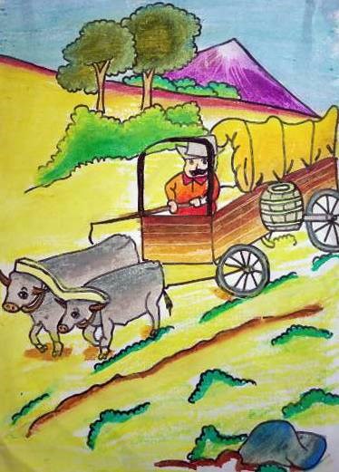 Rural Life, painting by Sejal Vishnu Khandelwal