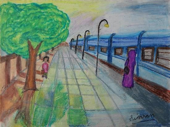 Train, painting by Simran Kaur