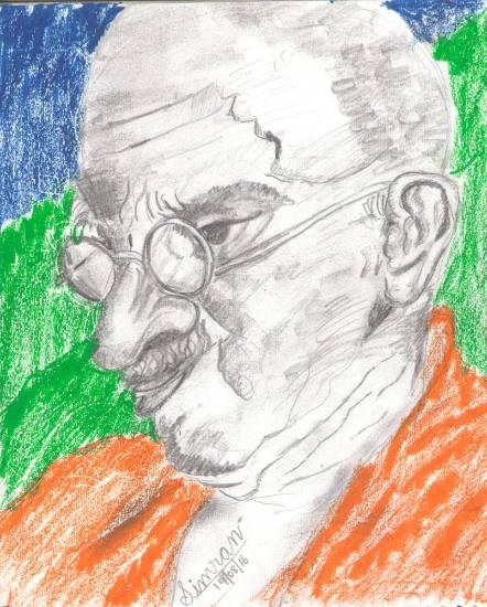Mahatma Gandhi, painting by Simran Kaur