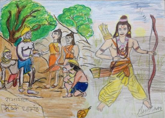 Ramayan - Kishkindha Kand, painting by Simran Kaur