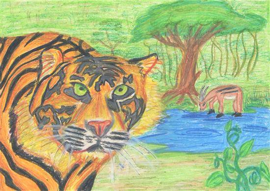 Painting  by Anish Prakash Rewale - Tiger