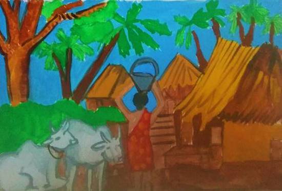 Painting  by Anushka Samit Bandiwdekar - Village