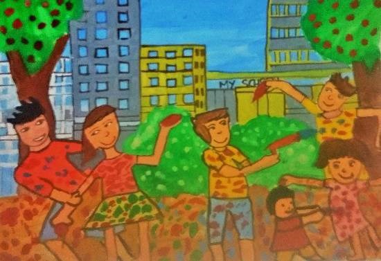 Holi, painting by Anushka Samit Bandiwdekar