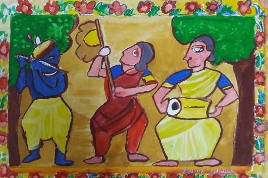 Painting  by Arnav Dulal Ghosh - Krishna
