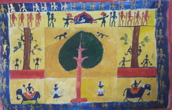 Warli Art, painting by Arnav Dulal Ghosh